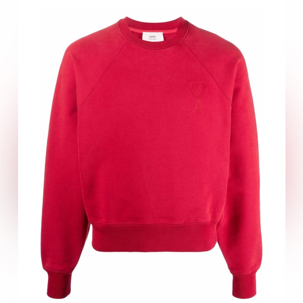 Preowned Ami Paris Ami de coeur crewneck sweatshirt red small